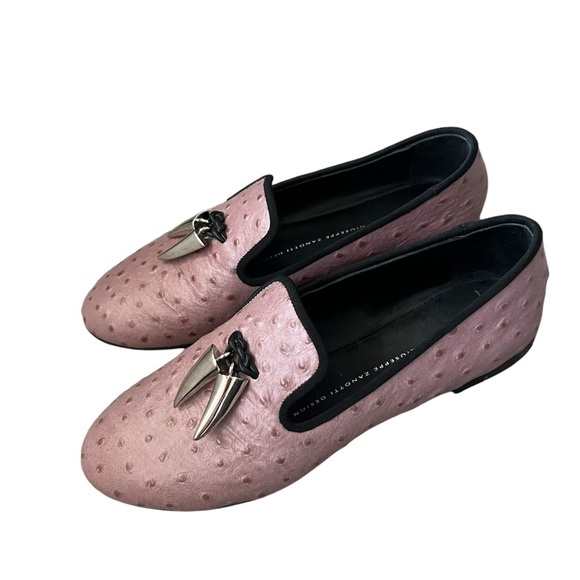 Giuseppe Zanotti Ostrich Textured Leather Slip On Loafer Mauve Sz US 6/ EU36 - Picture 10 of 15
